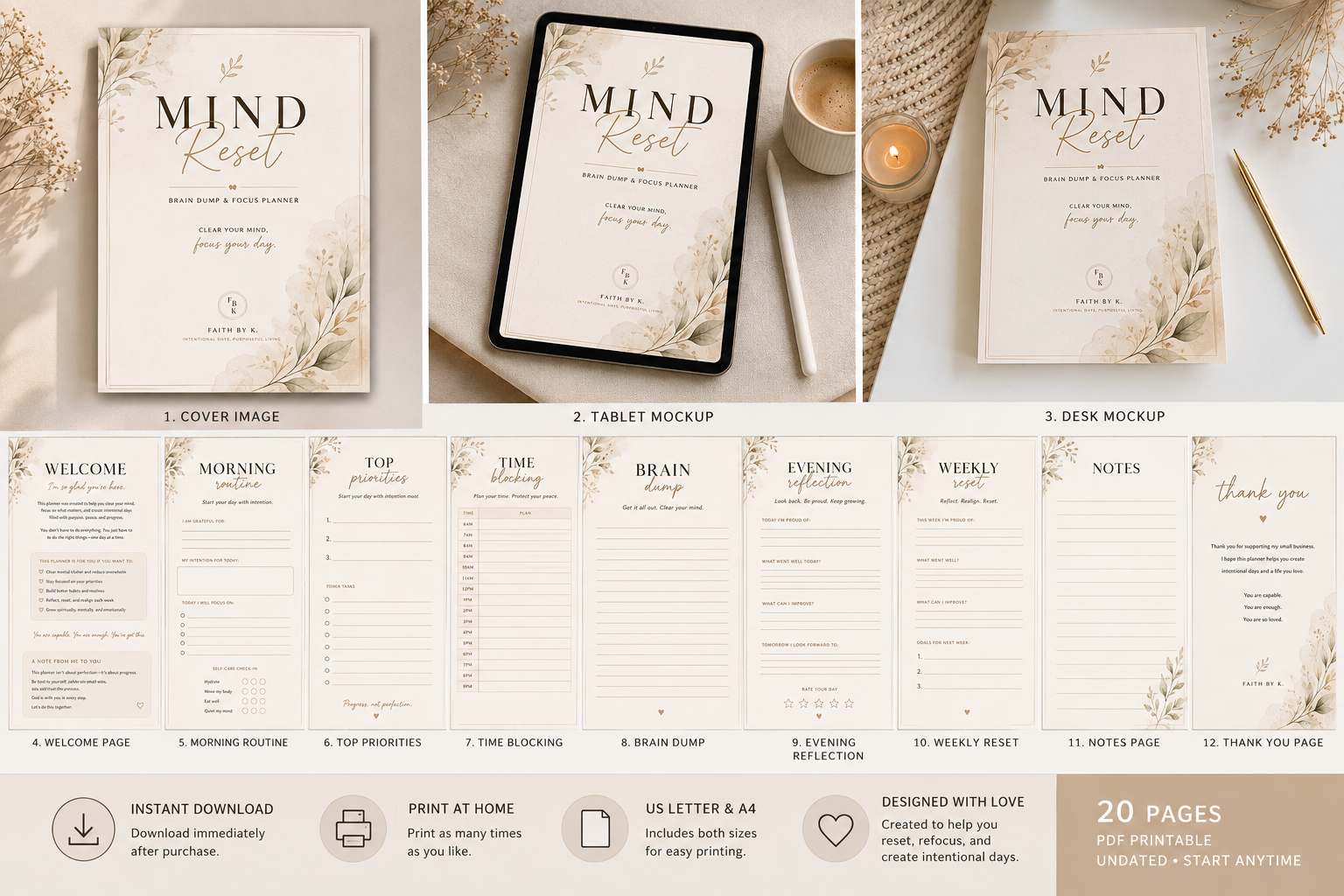 Mind Reset Planner | Printable Daily Planner | Digital Wellness Journal | PDF Download