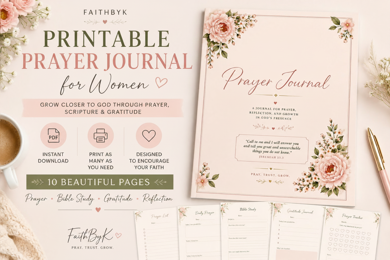 Printable Prayer Journal for Women – Christian Prayer & Bible Study PDF