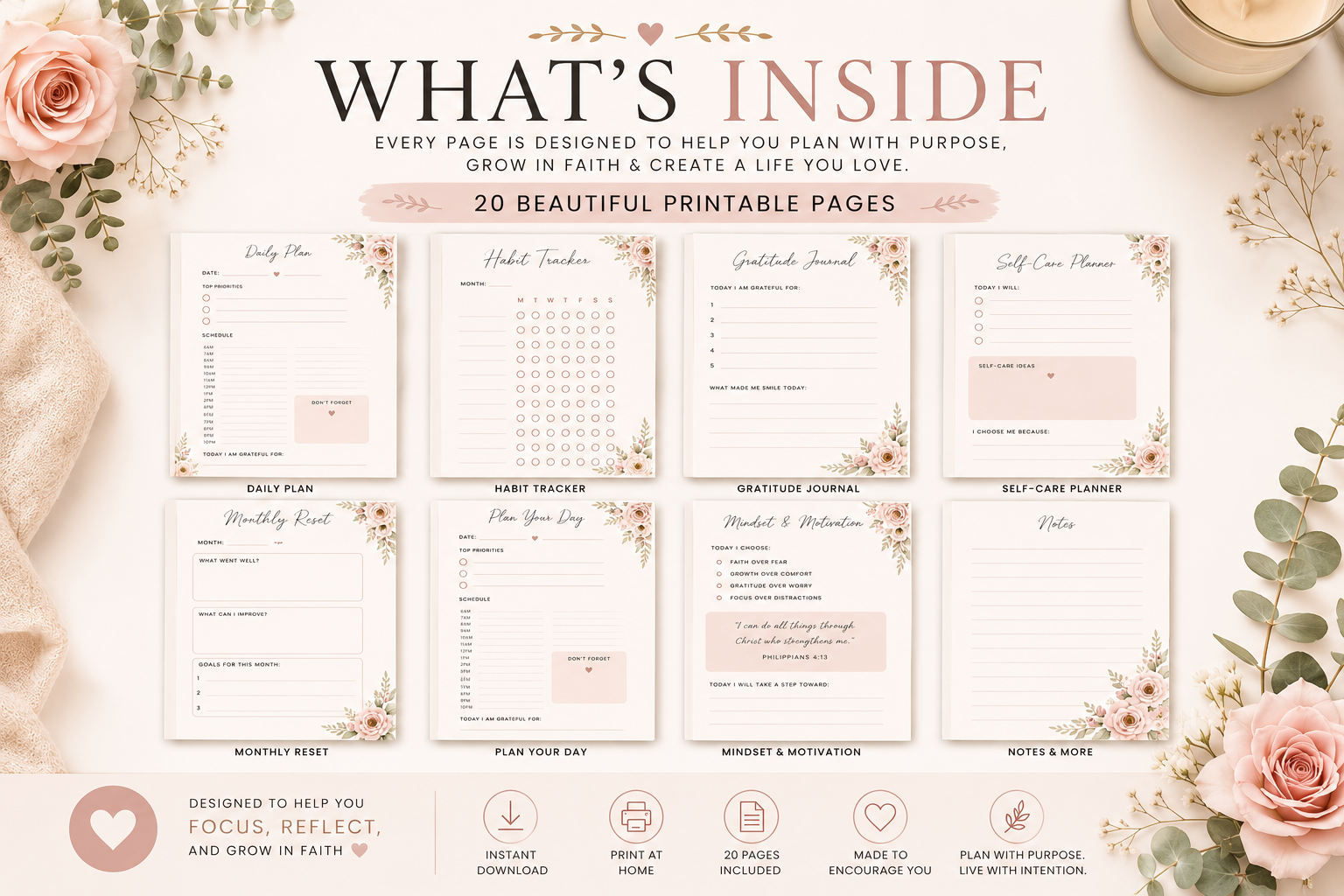 Daily Reset Planner | Printable Digital Planner | PDF Download