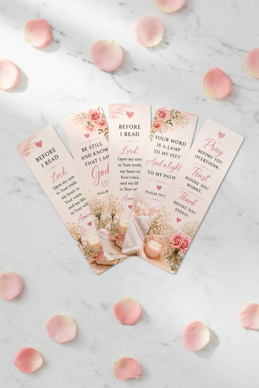 Bookmarks marble flat lay